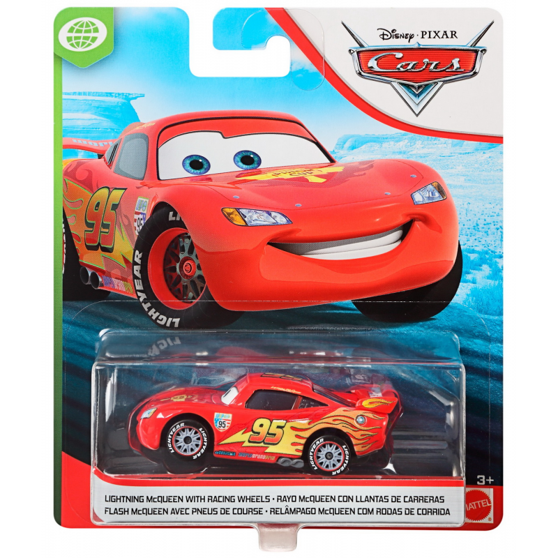 Masinuta metalica Cars3 - Personajul Fulger McQueen cu roti de curse