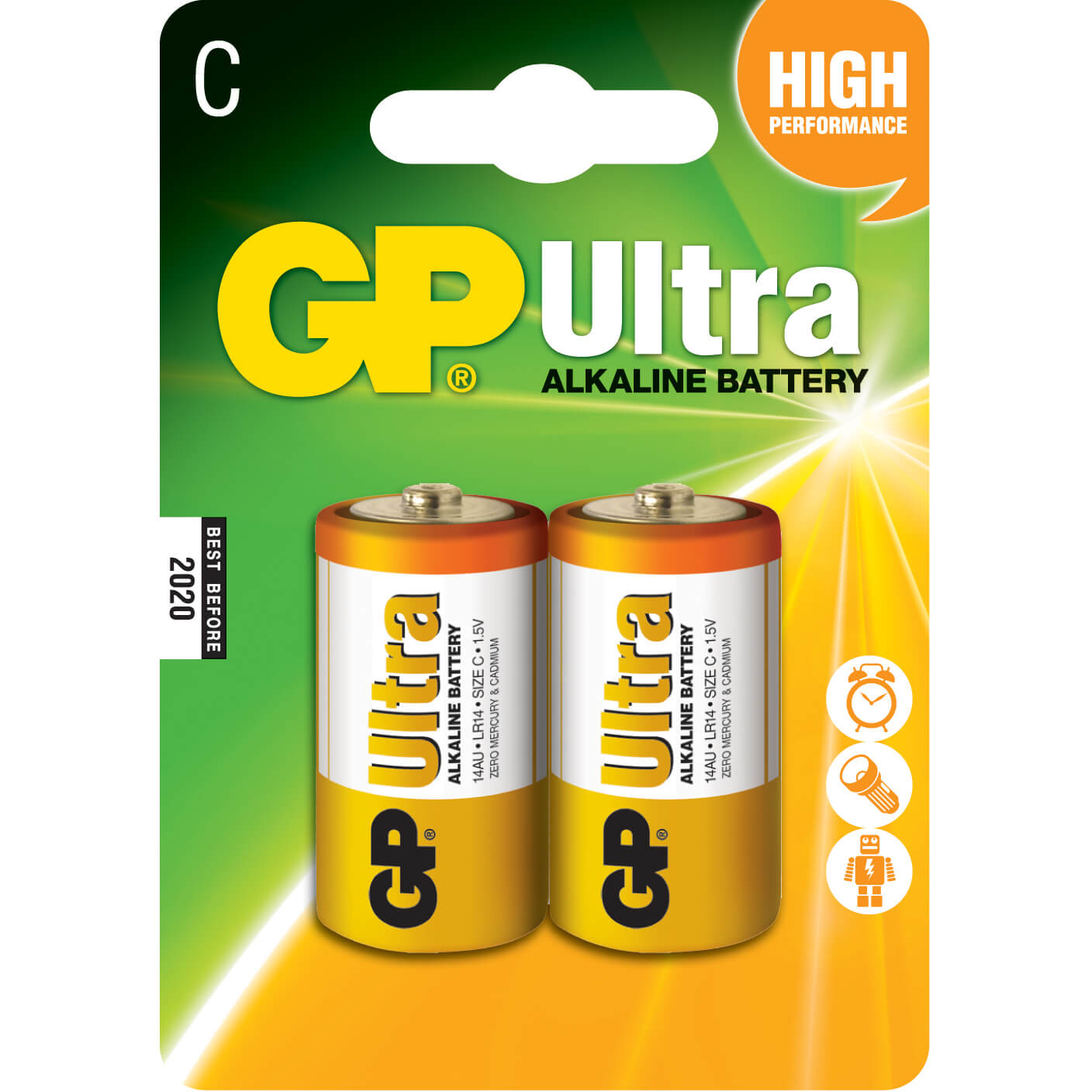  Baterii GP Batteries C Ultra Alcalina R14, 2 buc 