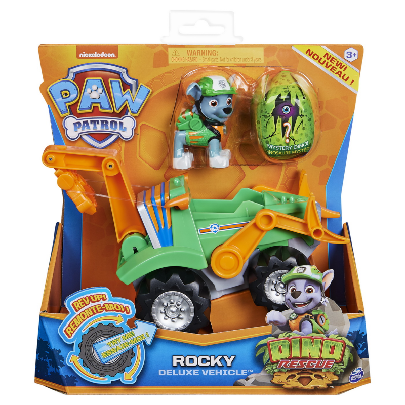  Patrula Catelusilor - Set vehicul cu catelus Rocky si figurina Dino surpriza 