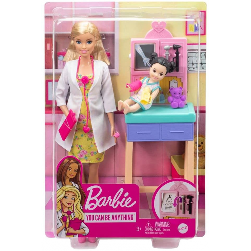 Barbie cariere set cu papusa doctor pediatru blonda