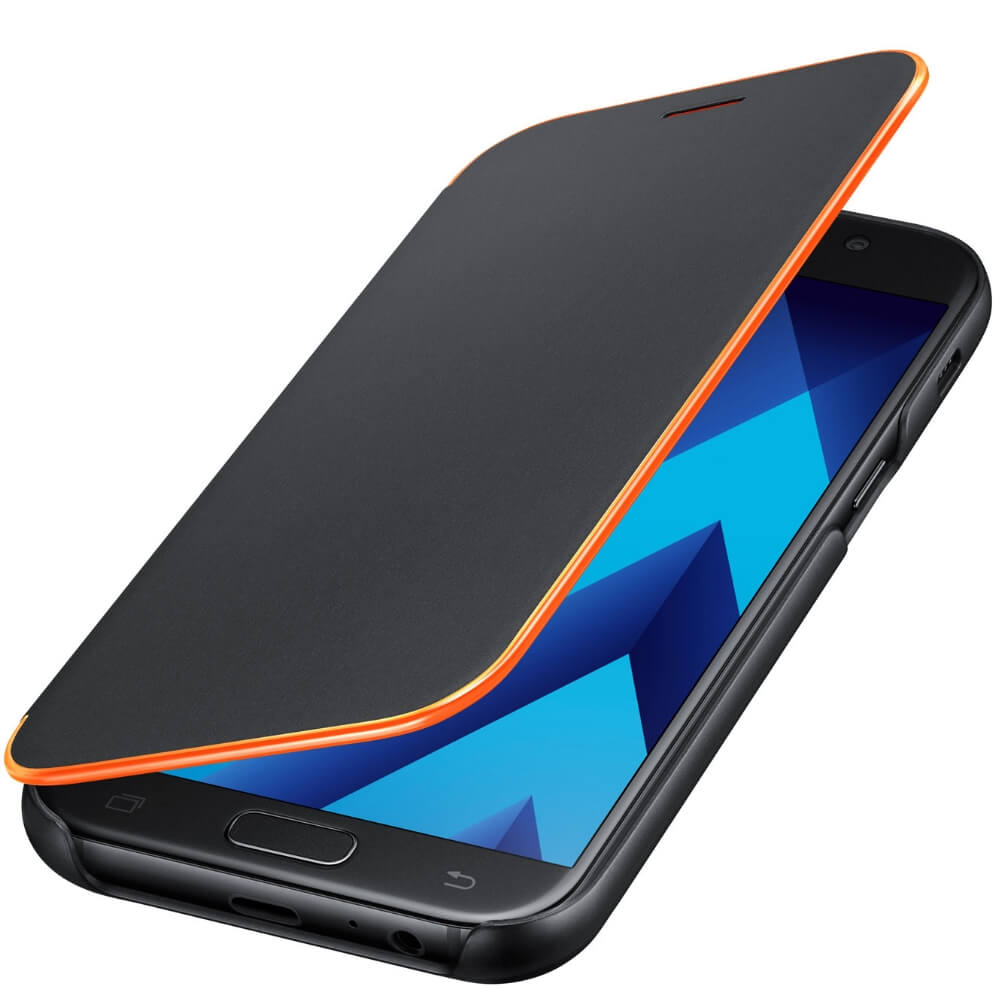 Husa Neon Flip Cover Samsung pentru Galaxy A5 2017, Negru