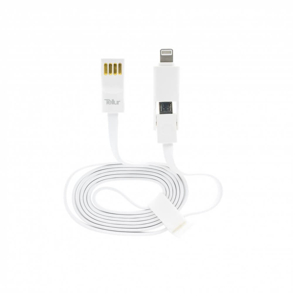  Cablu de date Tellur TLL155041, Micro USB, Lightning, Alb 