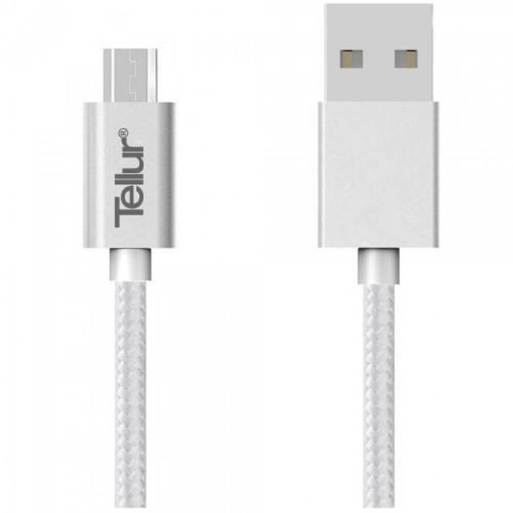  Cablu de date Tellur TLL155131, Micro USB, Argintiu 