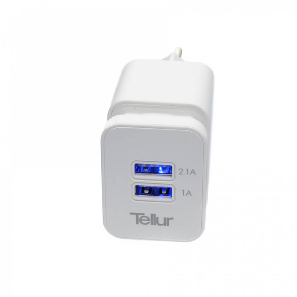  Incarcator de retea Tellur TLL151031, Dual USB, Alb 