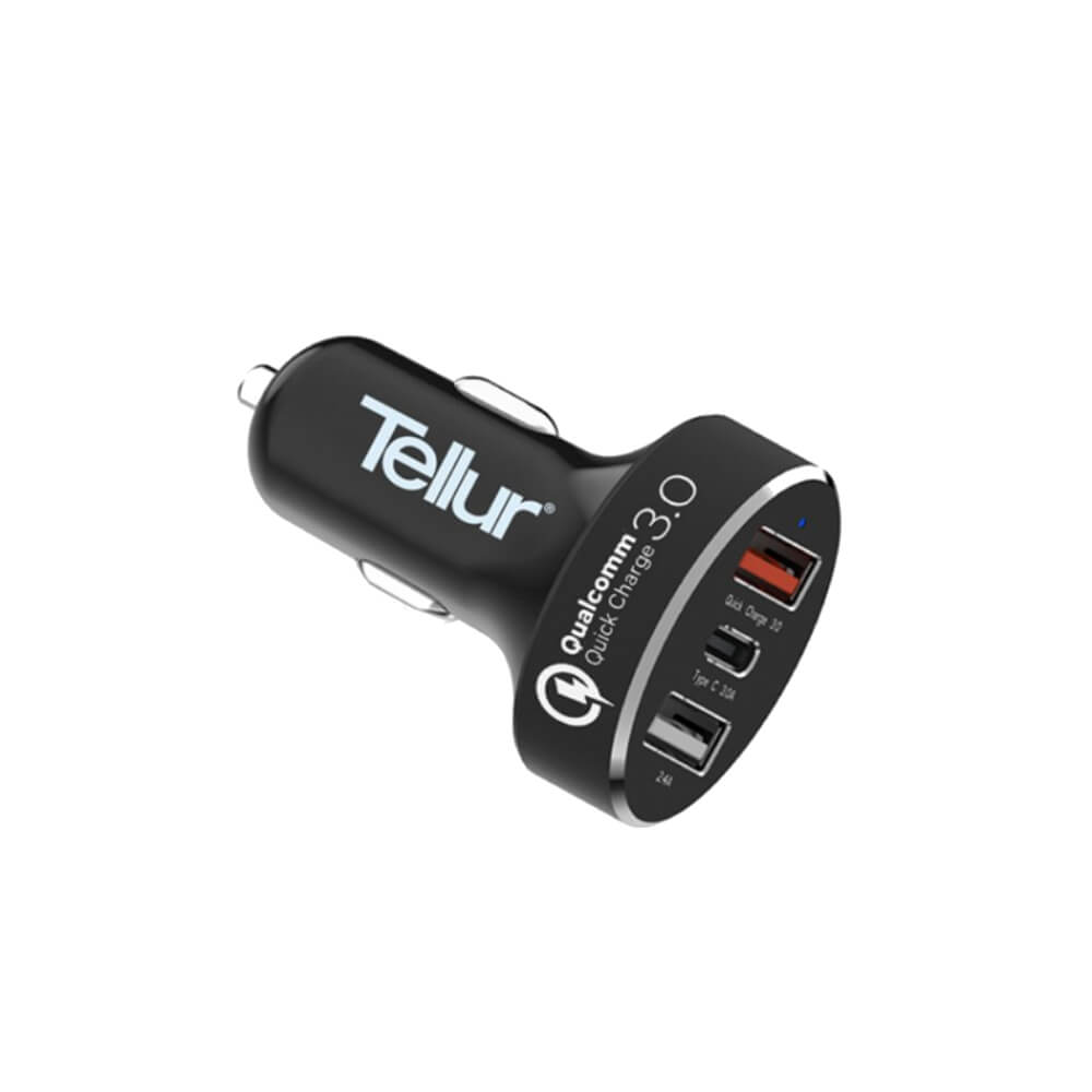  Incarcator auto Tellur TLL151051, Dual USB, Type-C, Universal, Negru 