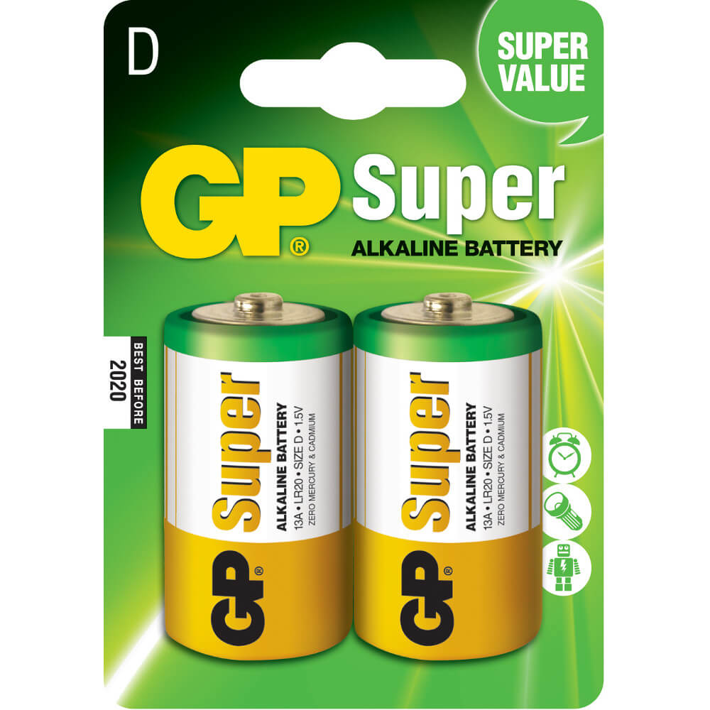  Baterii GP Batteries Super Alcaline R20 (D),&nbsp;2 buc 