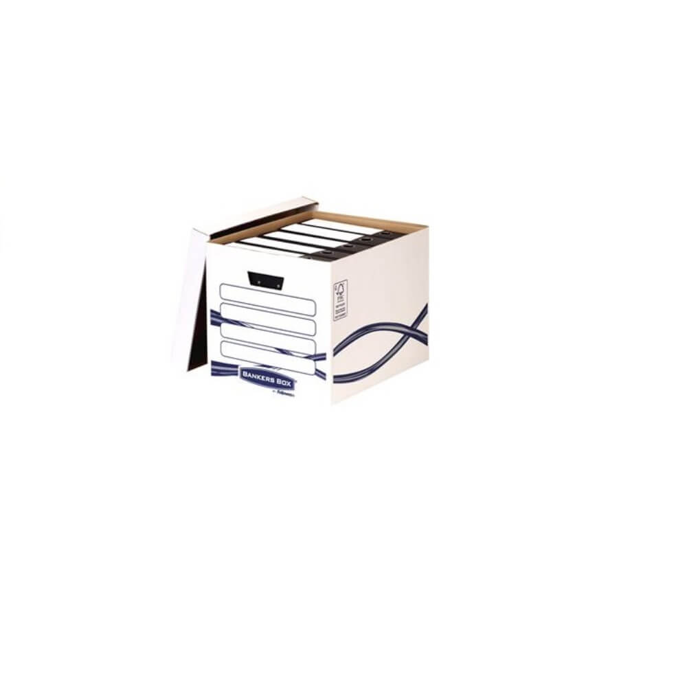 Container Arhivare Bibliorafturi A4 Fellowes Bankers Box, Capac, 330x340x426 mm, 100% Reciclabil, Alb