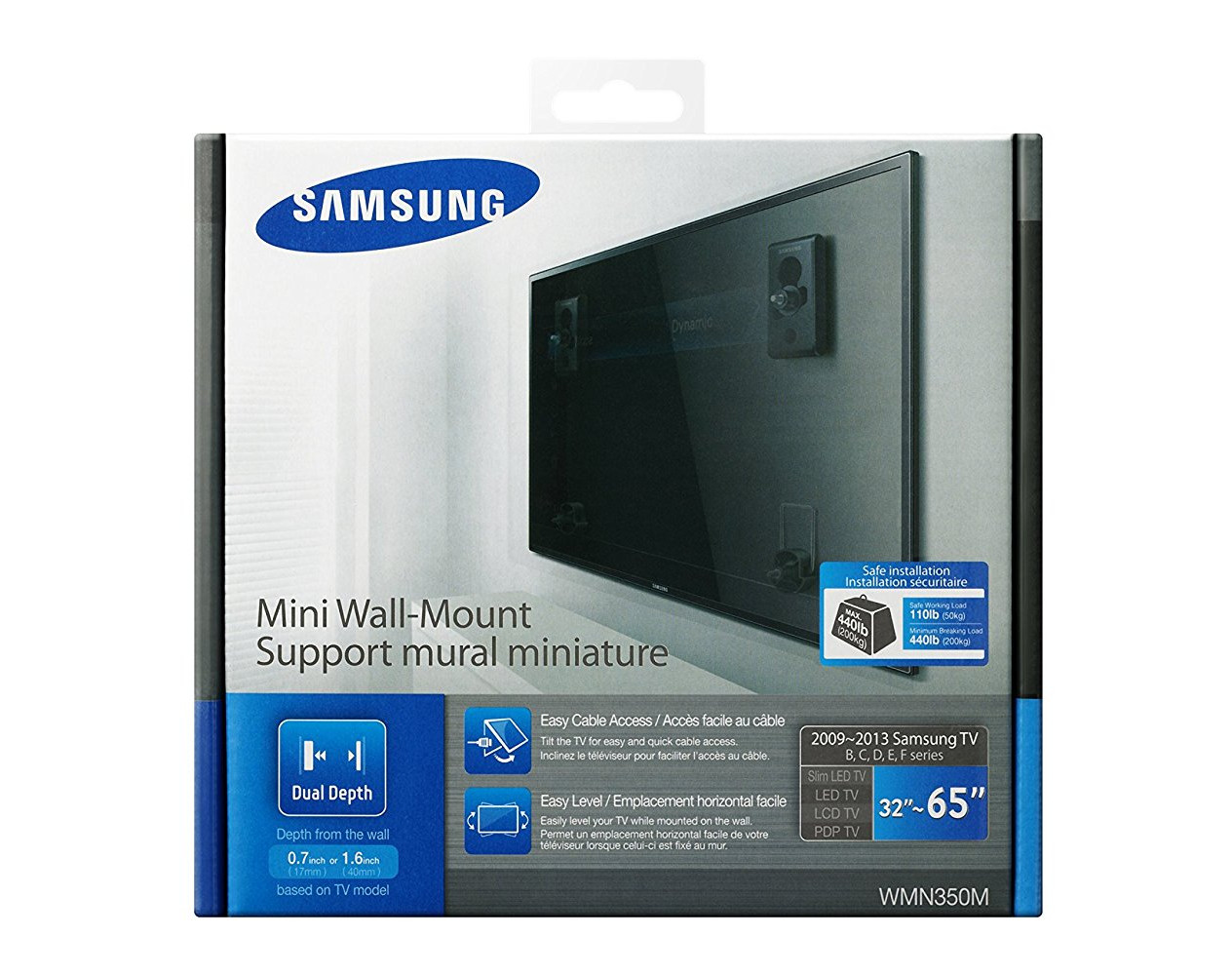 Suport TV de perete Samsung WMN550M, 32"- 65", 50 kg, Negru 