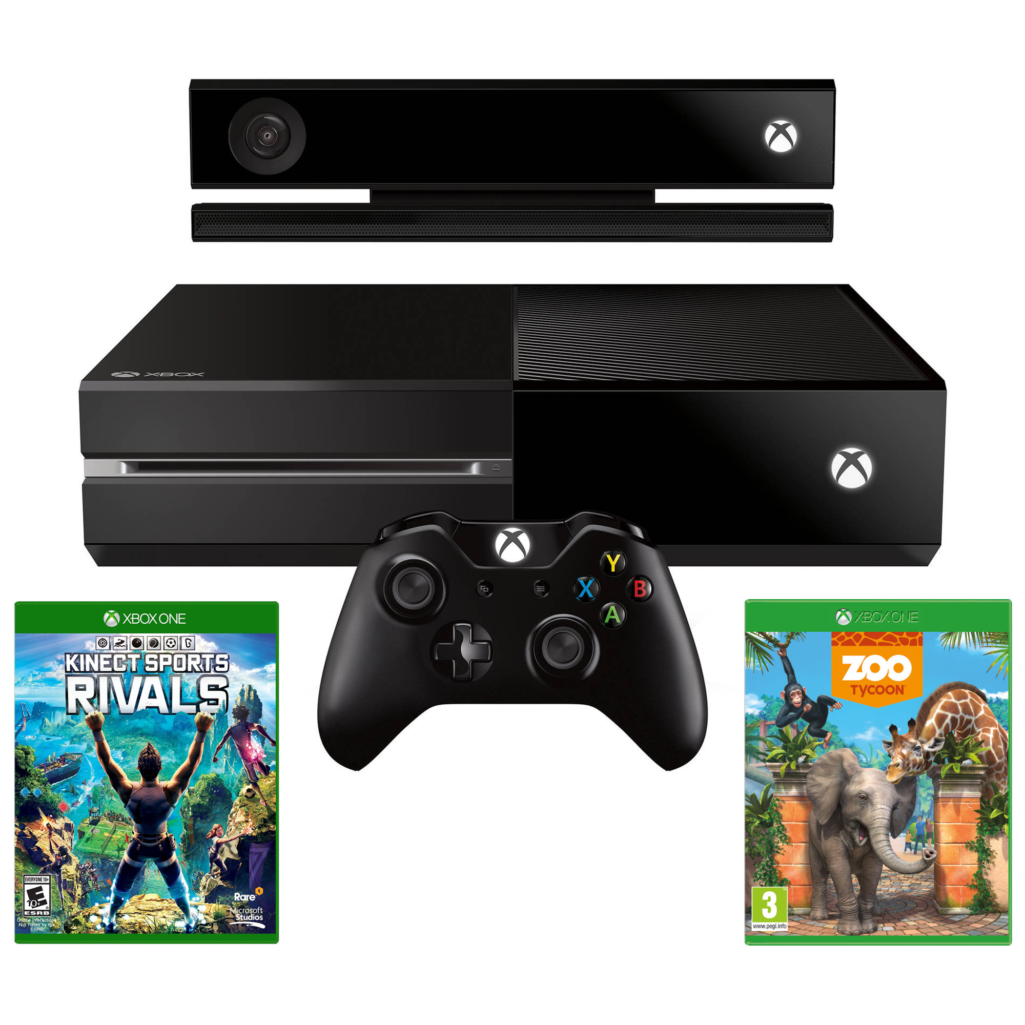 Consola Microsoft Xbox One, 500GB, Kinect + Joc Kinect Sports Rivals + Joc Zoo Tycoon