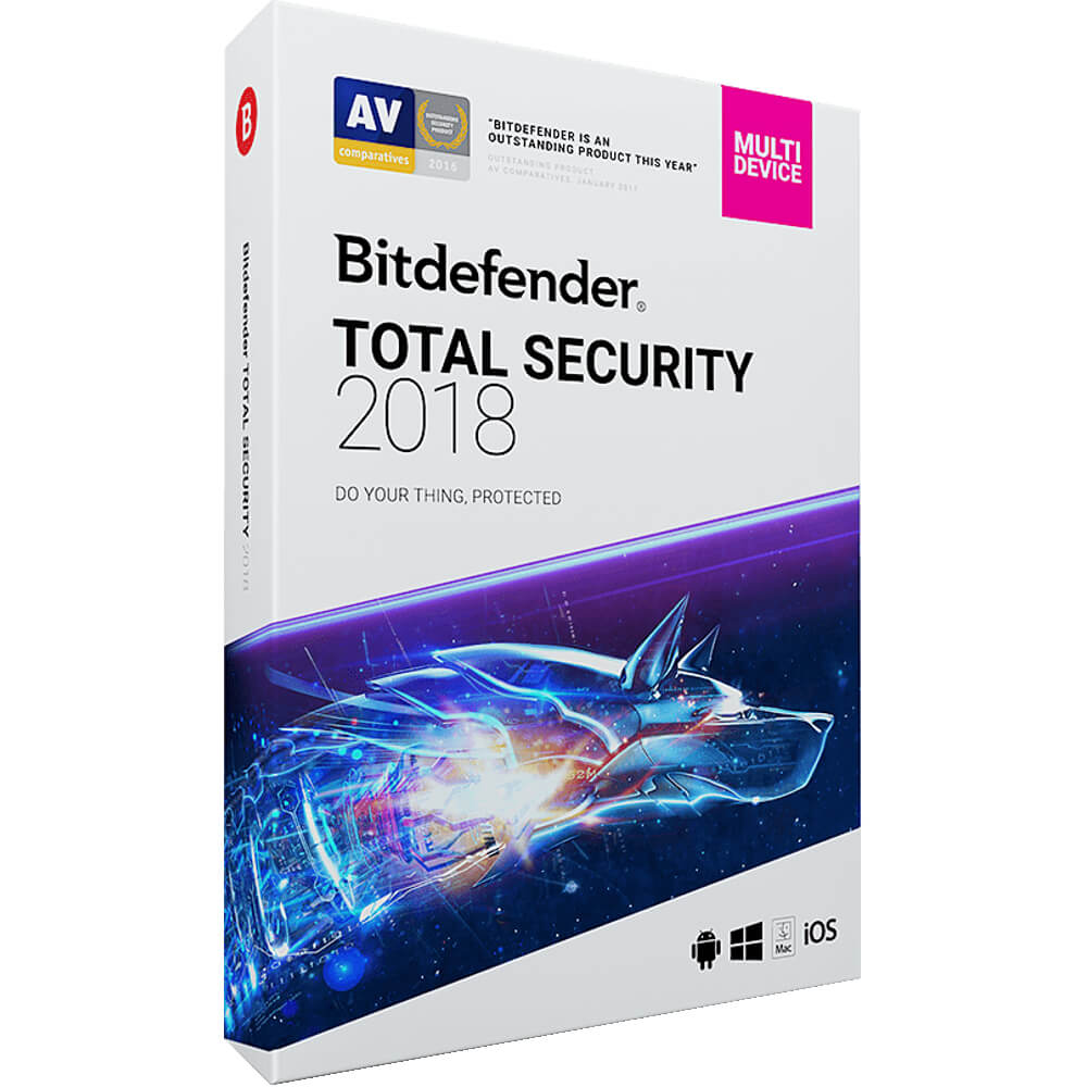 Bitdefender Total Security 2018, 1 an, 3 utilizatori