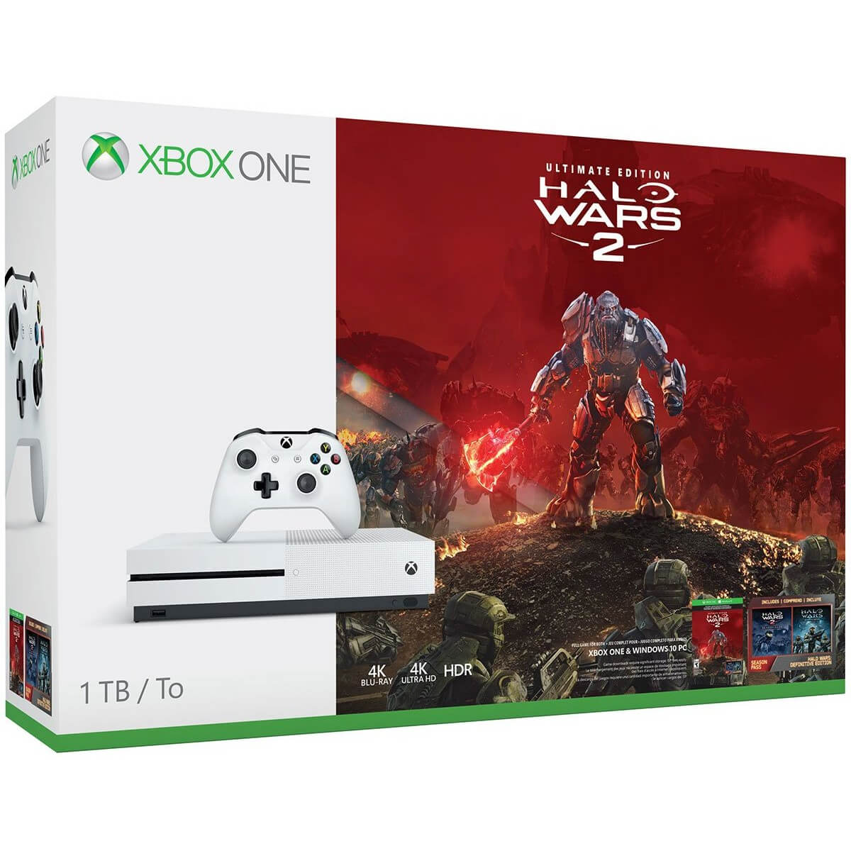 Consola Microsoft Xbox One Slim 1TB, Alb + Joc Halo Wars 2 Ultimate Edition
