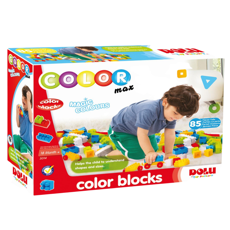 Set de joaca Dolu - Cuburi colorate de construit, 85 piese