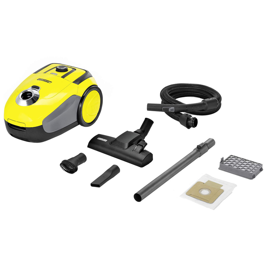  Aspirator cu sac Karcher VC 2, 2.8 L, 700 W, Filtru HEPA 12, Sac Easy-to-Use, Duza pentru podea detasabila, Tub telescopic din metal, 25.8 kWh/an 