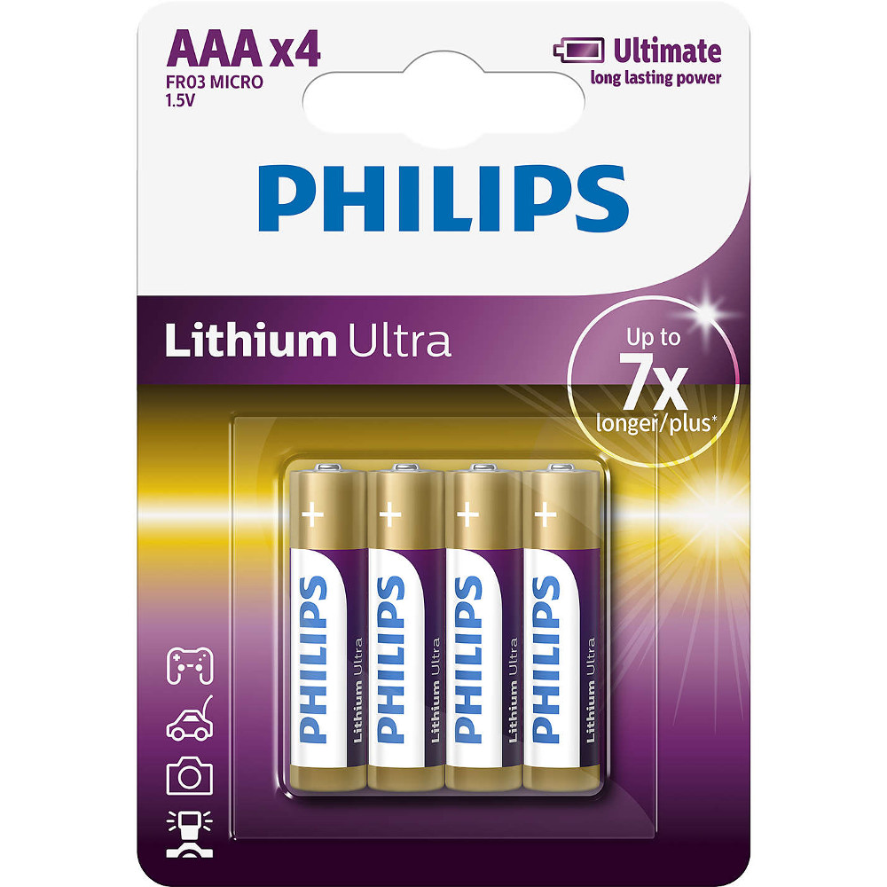 Baterii Philips Lithium Ultra FR03LB4A/10, AAA, 4 buc 