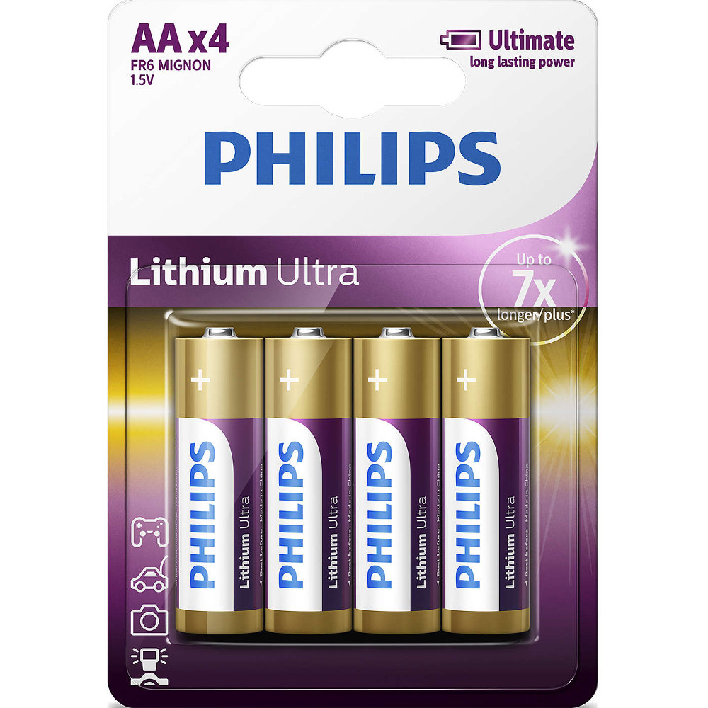  Baterii Philips Lithium Ultra FR6LB4A/10, AA, 4 buc 
