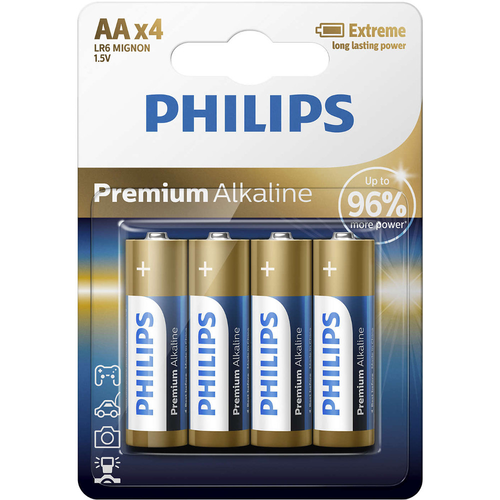  Baterii Philips Premium Alkaline LR6M4B/10, AA, 4 buc 