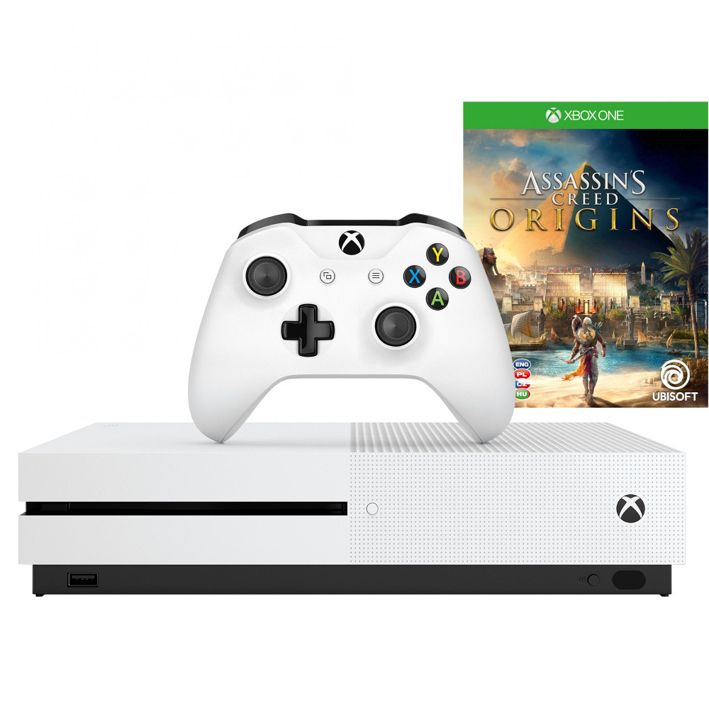  Consola Microsoft Xbox One Slim 500 GB, Alb + Joc Assassin`s Creed Origins 