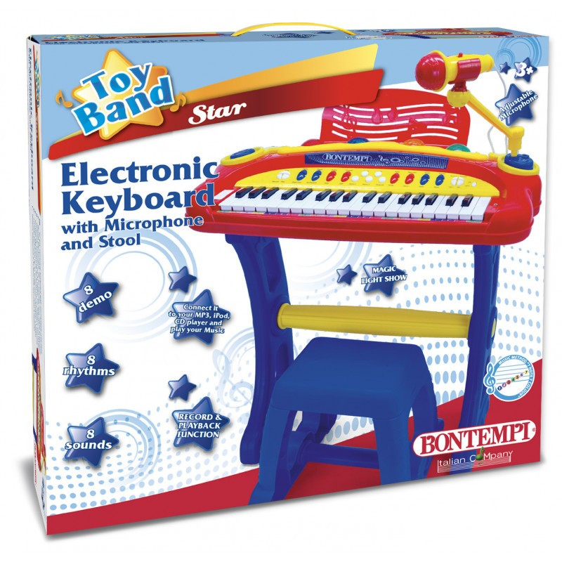 Bontempi Orga Elctronica Albastra Cu Microfon Si Scaun Jocuri pentru copii