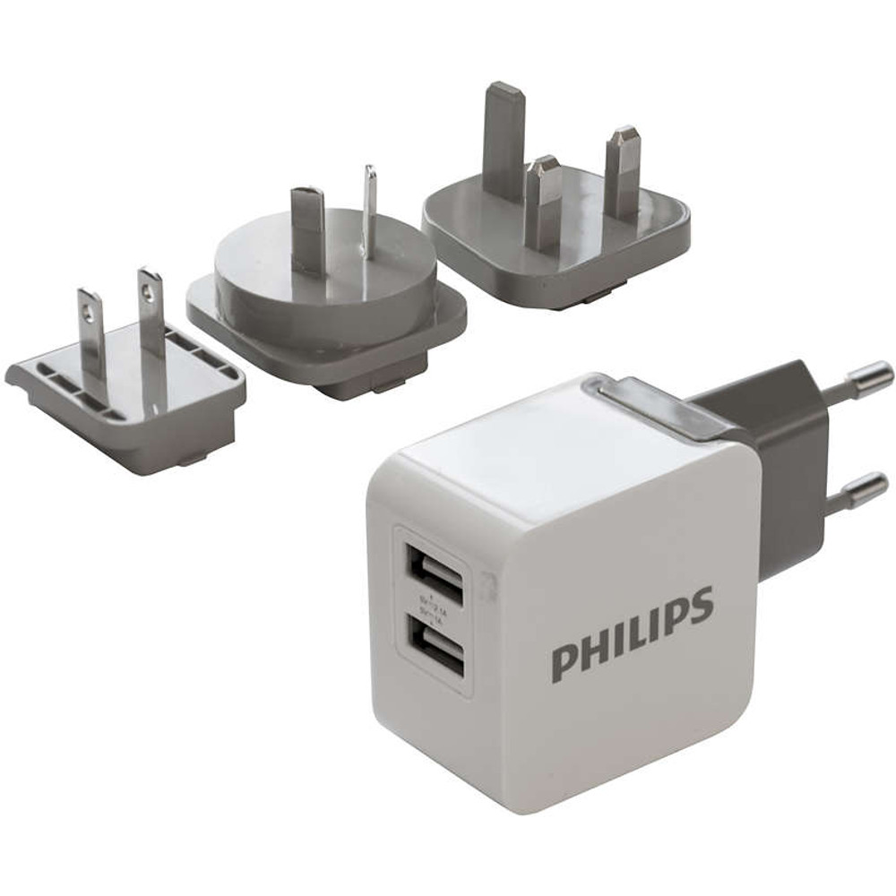  Incarcator retea de voiaj Philips DLP2220/10, Dual USB, Alb 