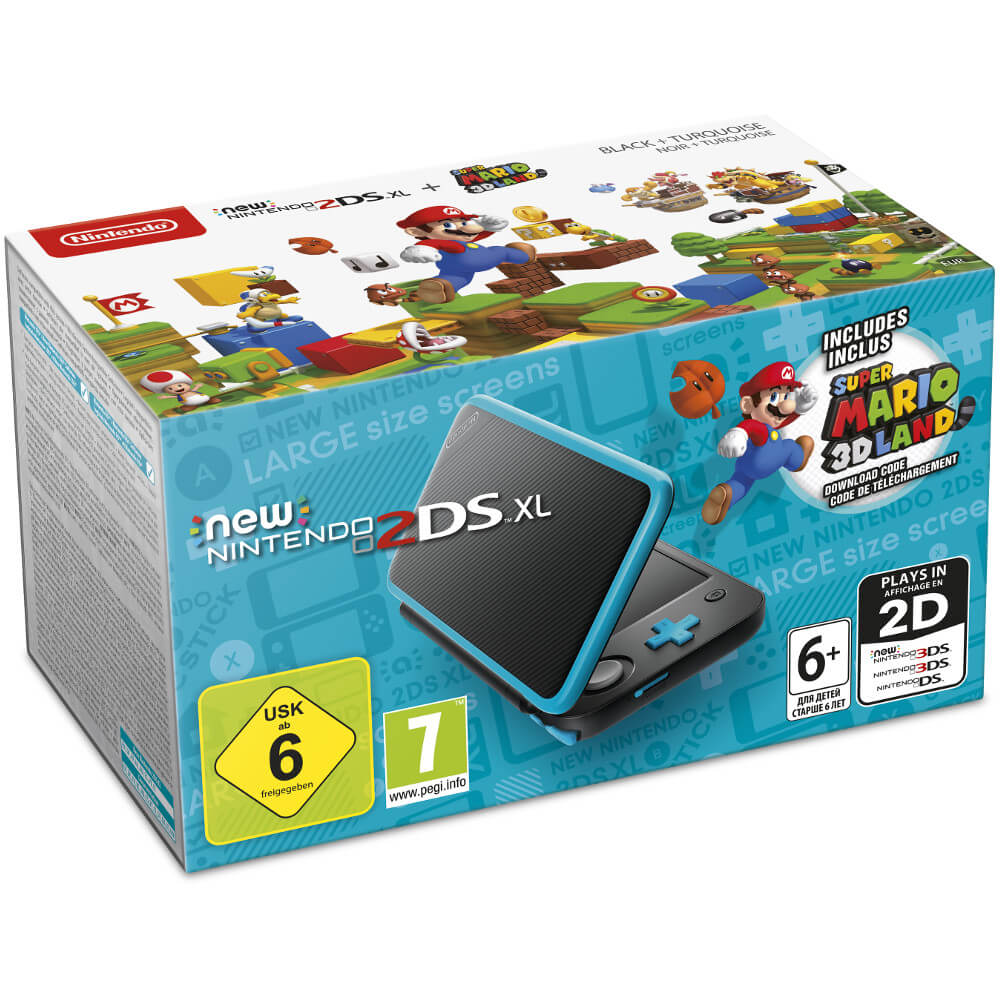 Consola Nintendo 2DS XL, Negru/Turcoaz + Joc Super Mario 3D Land