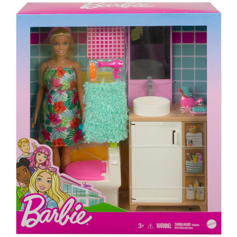 Barbie papusa si accesorii baie
