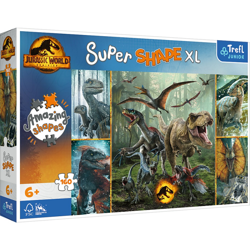  Puzzle Trefl Primo Super Shape XXL - Jurassic World, dinozauri neobisnuiti, 160 piese 