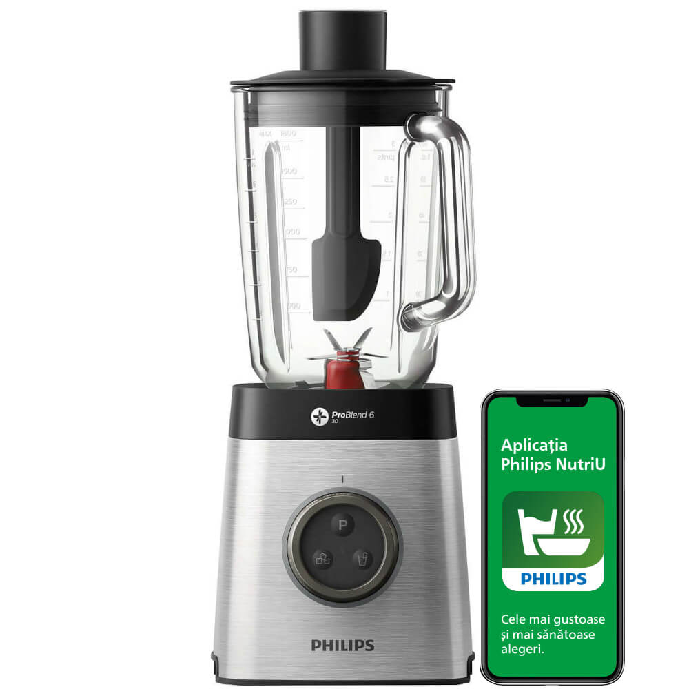  Blender Philips HR3652/00, 1400 W, 2 l, Viteza variabila, Argintiu 