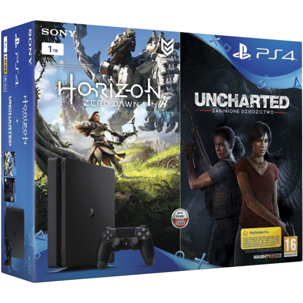 Consola Sony PS4 Slim (PlayStation 4), 1TB, Negru + Horizon: Zero Dawn + Uncharted: The Lost Legacy