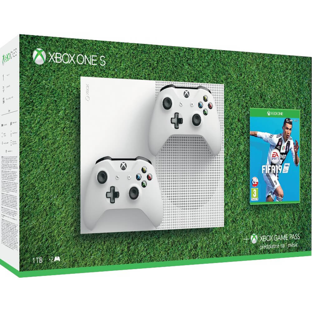 Consola Microsoft Xbox One S, 1TB, Alb + FIFA 19 + Extra Controller
