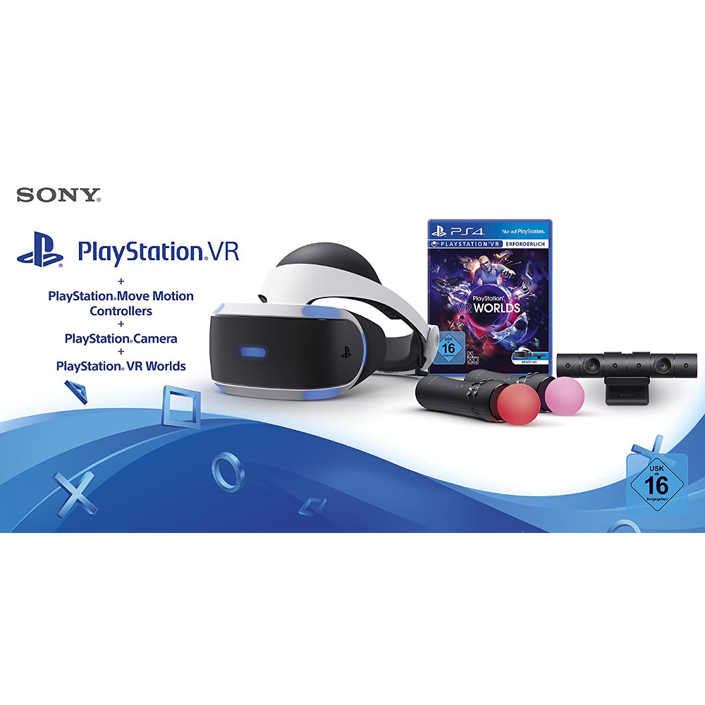 Set PlayStation VR + Camera PS4 + Move Motion Controller Twin Pack + Voucher VR Worlds