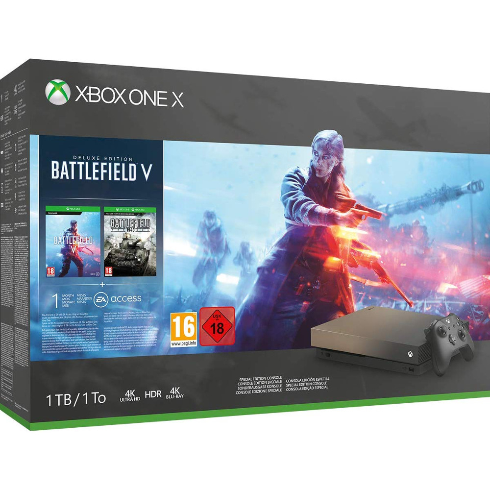  Consola Microsoft Xbox One X, 1TB - Gold Rush Special Edition Battlefield V Bundle 