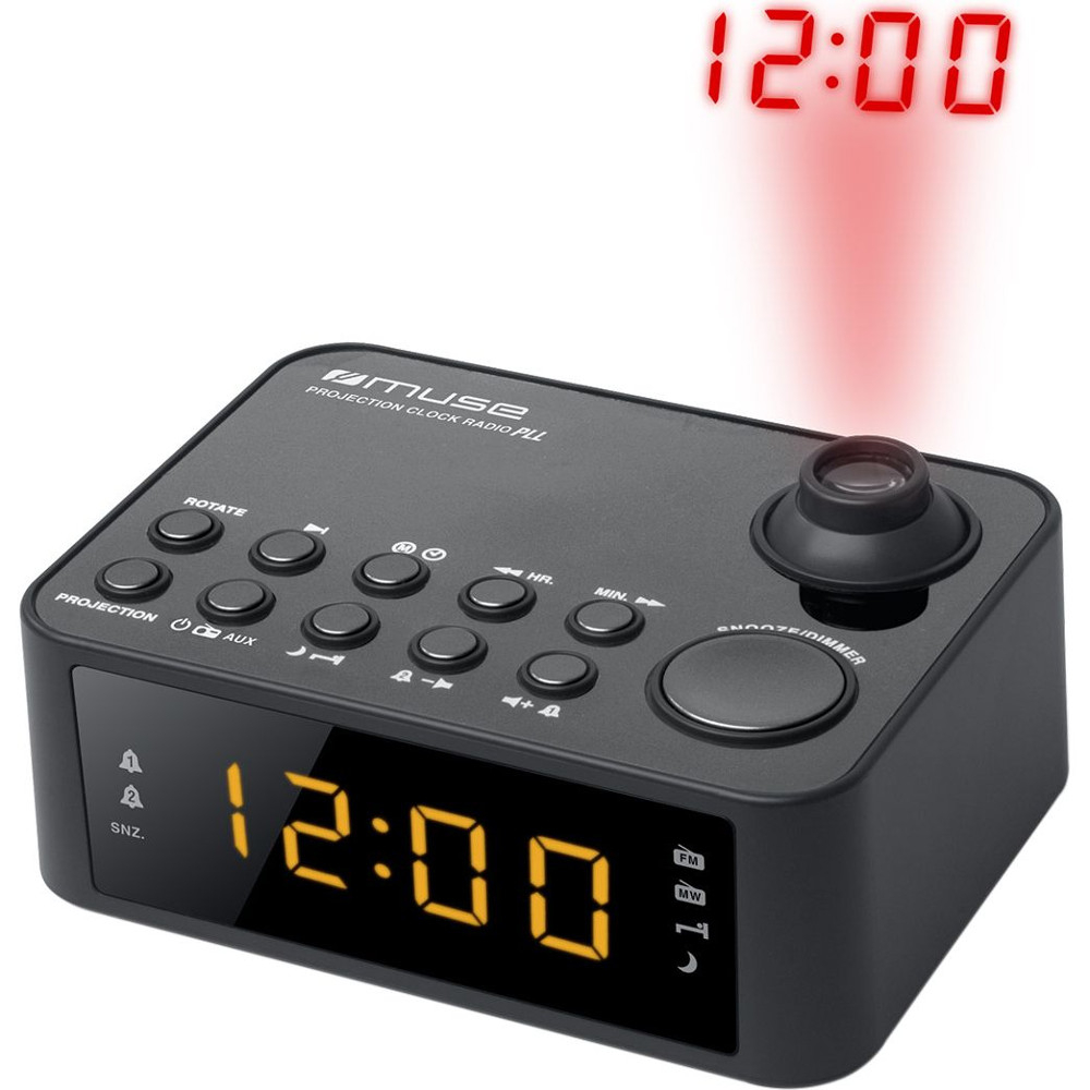 Radio cu ceas cu proiectie Muse M-178 P, Dual Alarm, LED, AUX, Negru