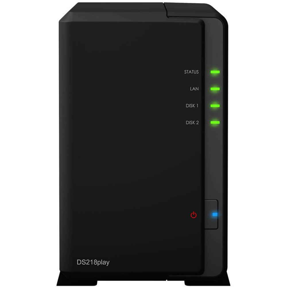  Network Attached Storage Synology DiskStation DS218play, Realtek RTD1296 64-bit Quad Core 1.4 GHz, 1 GB DDR4, 2-Bay, 1 x Gigabit LAN, 2 x USB 3.0 