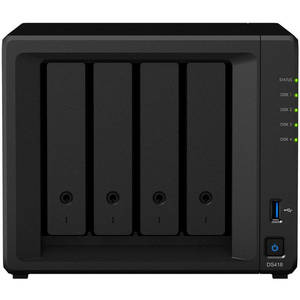  Network Attached Storage Synology DiskStation DS418, Realtek RTD1296 Quad Core 1.4 GHz, 2GB DDR4, 4-Bay, 2 x Gigabit LAN, 2 x USB 3.0 