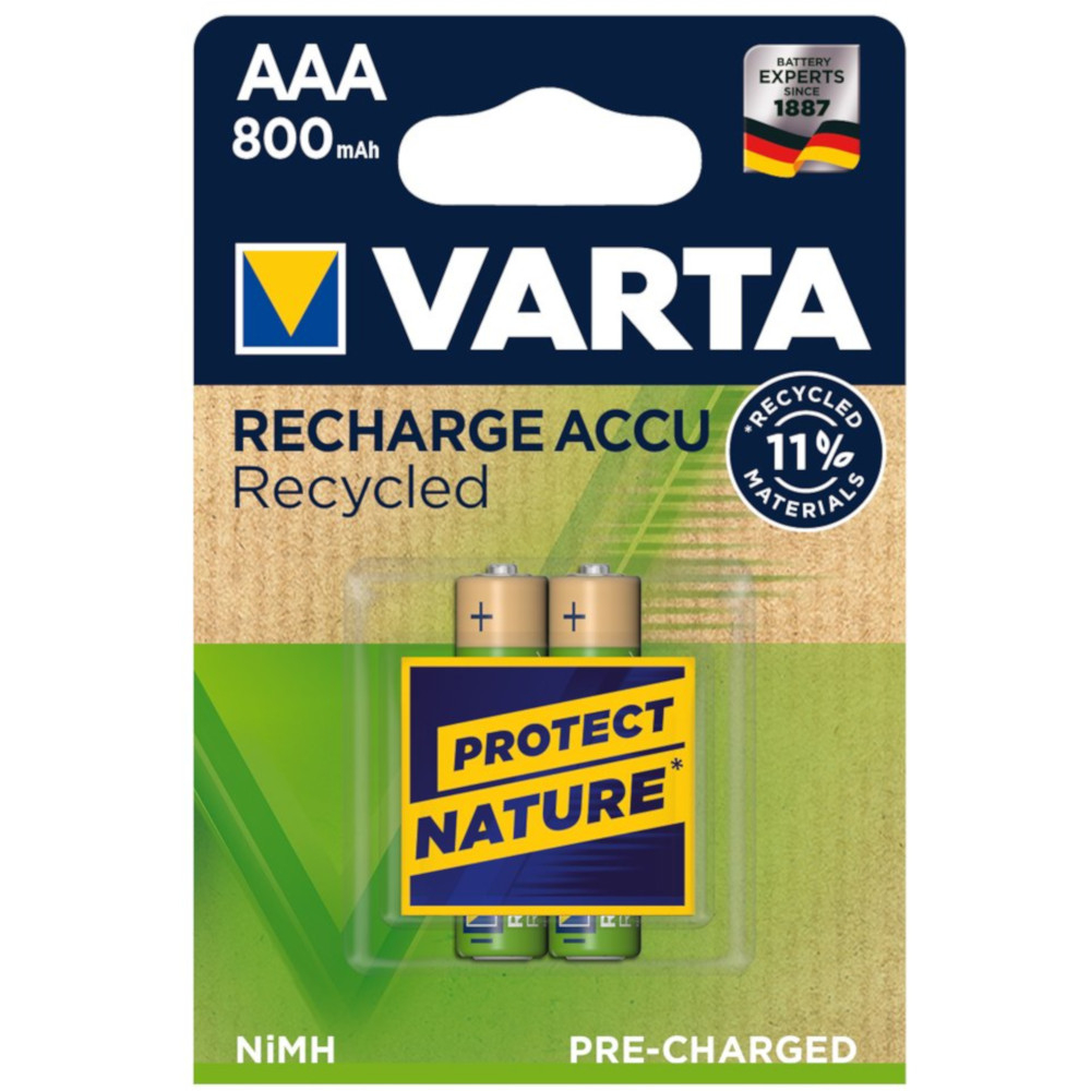 Acumulatori Varta Recycled, AAA, 800 mAh, 2 buc