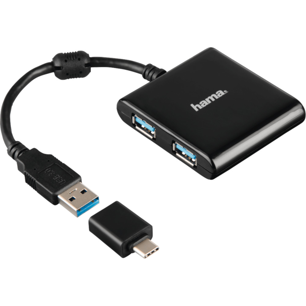  Hub USB Hama 12325, 4 porturi, Negru 