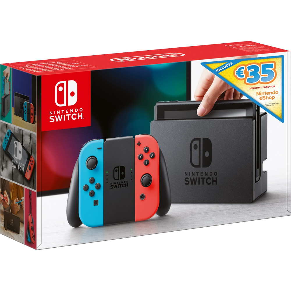 Consola Nintendo Switch Summer Digital Bundle, Rosu/Albastru + 35 Euro credit pentru Nintendo eShop