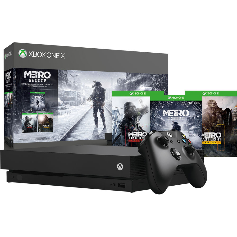 Consola Microsoft Xbox One X, 1TB, Negru + Metro Trilogy (2033 Redux, Last Light Redux, Exodus)