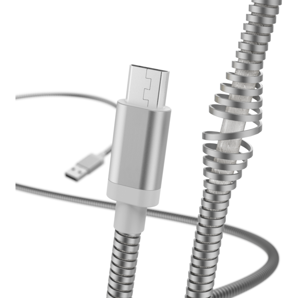 Cablu de date Hama Metal 183334, MicroUSB, 1.5, Argintiu
