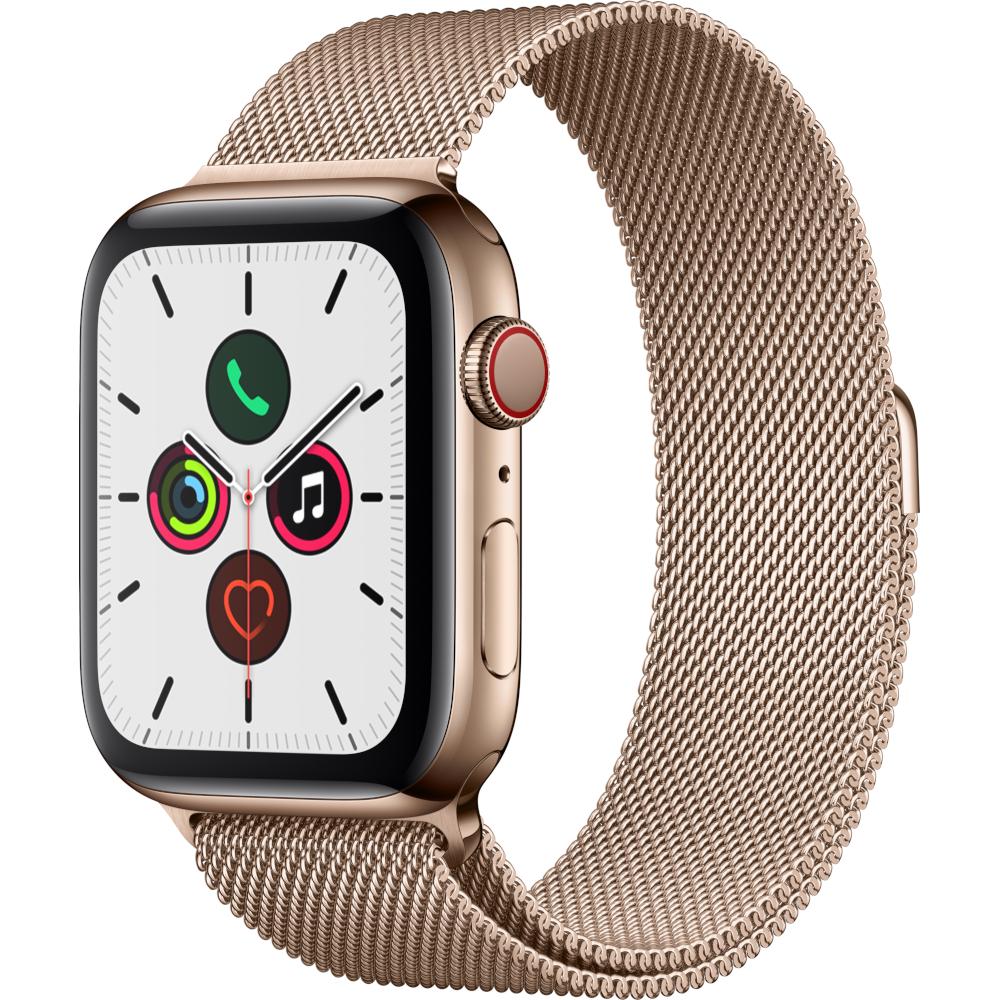  Apple Watch Series 5 GPS + Cellular, 44mm, Gold, Stainless Steel Case, Gold Milanese Loop 