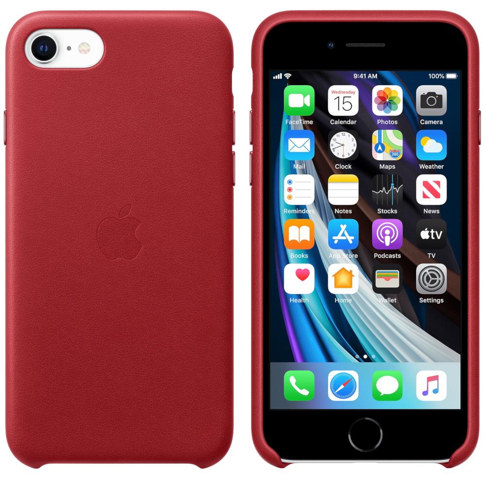  Husa de protectie Apple Leather pentru iPhone SE (2020),&nbsp;Rosu 