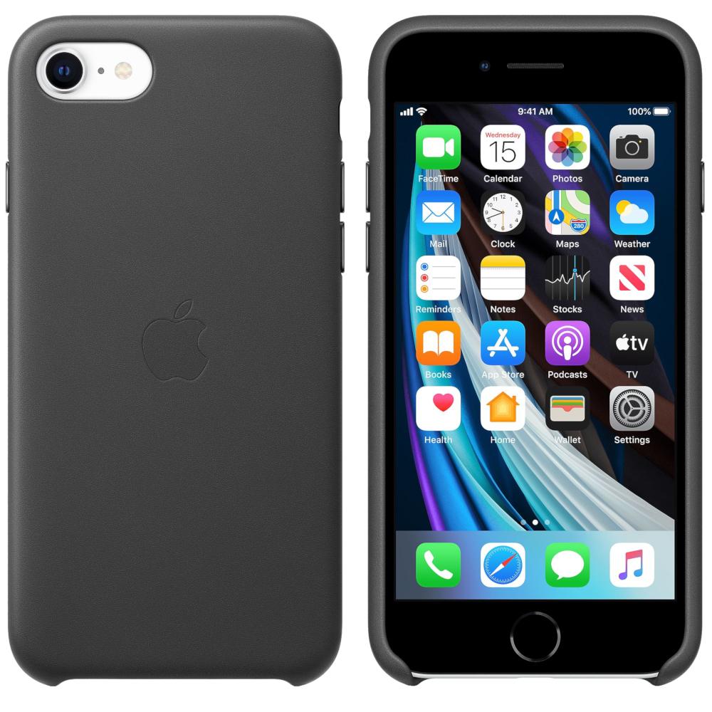  Husa de protectie Apple Leather pentru iPhone SE (2020),&nbsp;Negru 