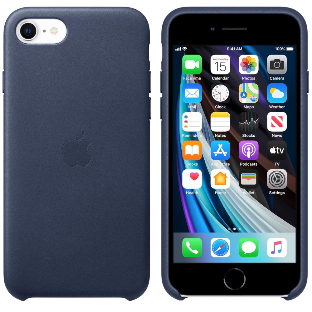  Husa de protectie Apple Leather pentru iPhone SE (2020),&nbsp;Albastru 