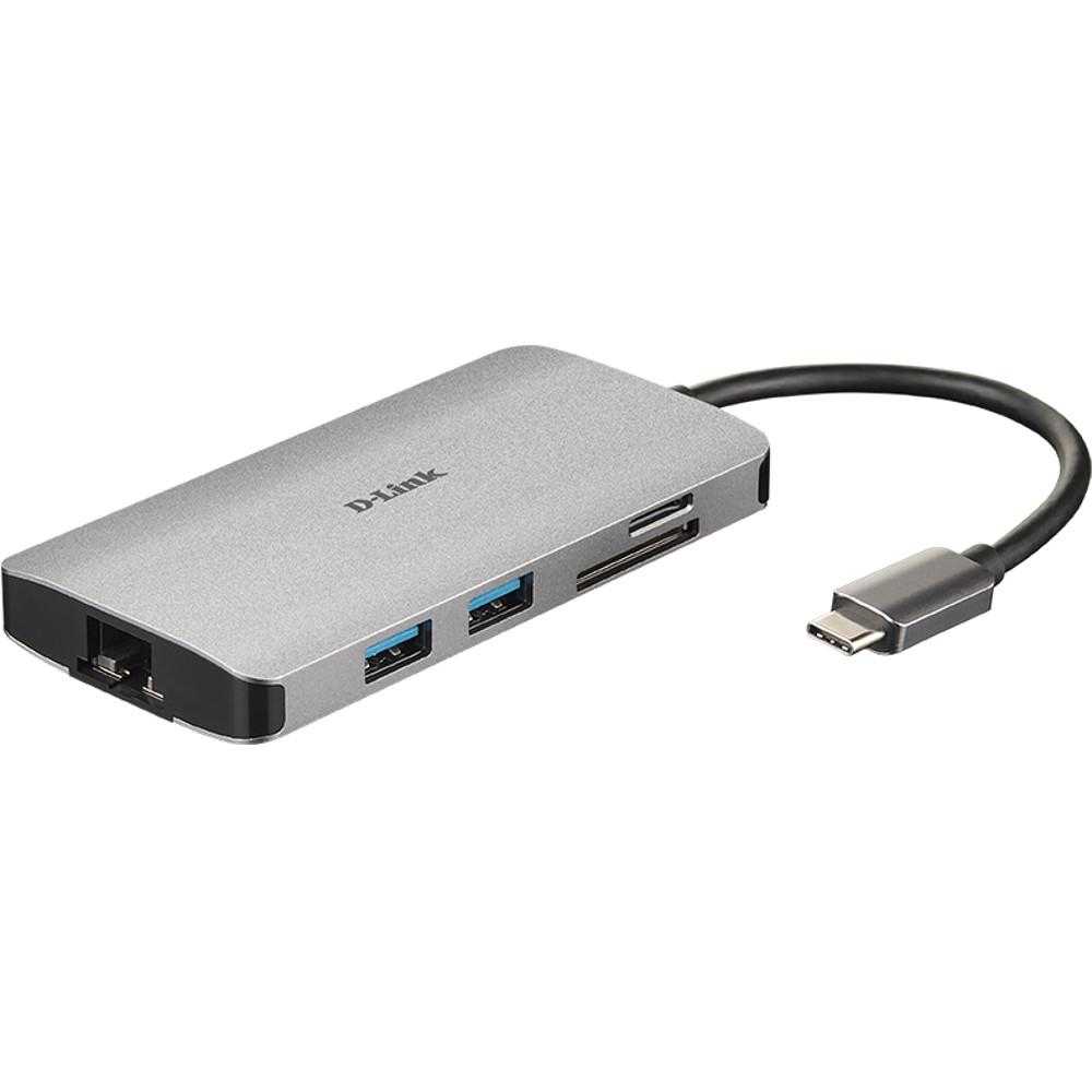 Hub USB D-Link DUB-M810, 8-in-1, USB Type C, 3 x USB 3.0, 1 x HDMI, 1 x RJ-45, SD/microSD Card Reader