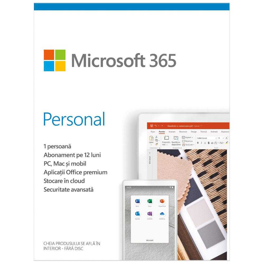 Microsoft 365 Personal, English, Subscriptie 1 an, 1 utilizator, Medialess