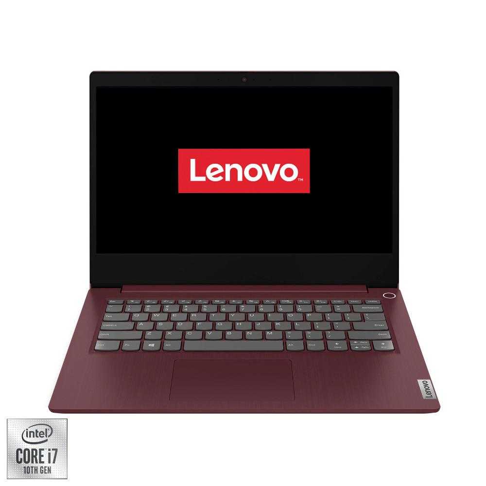 Laptop Lenovo IdeaPad 3 14IIL05, Intel® Core™ i7-1065G7, 8GB DDR4, SSD 512GB, Intel® Iris® Plus Graphics, Free DOS, Cherry Red