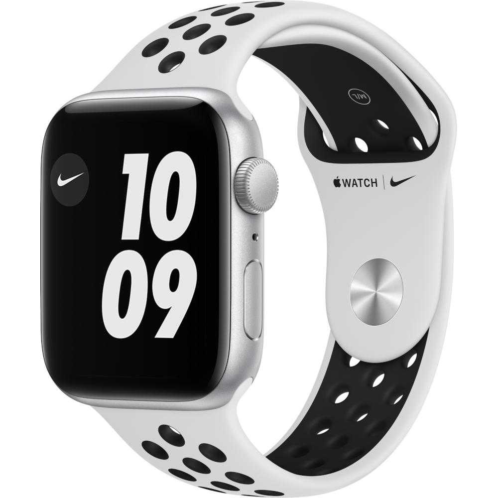 Apple Watch Nike SE GPS, 44mm, Silver, Aluminium Case, Pure Platinum/Black Nike Sport Band
