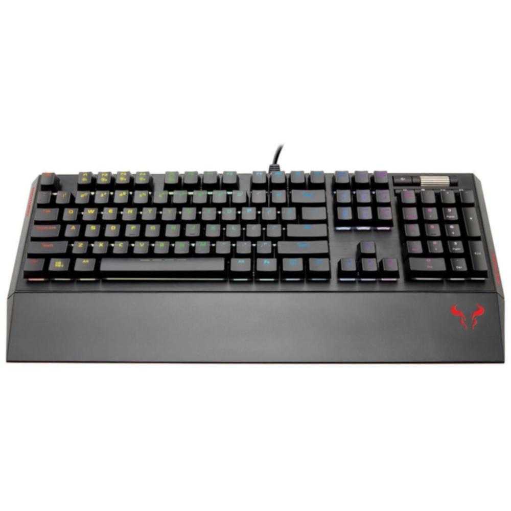 Tastatura gaming mecanica Riotoro Ghostwriter Prism, iluminare RGB, Switch-uri Cherry MX Blue, Negru