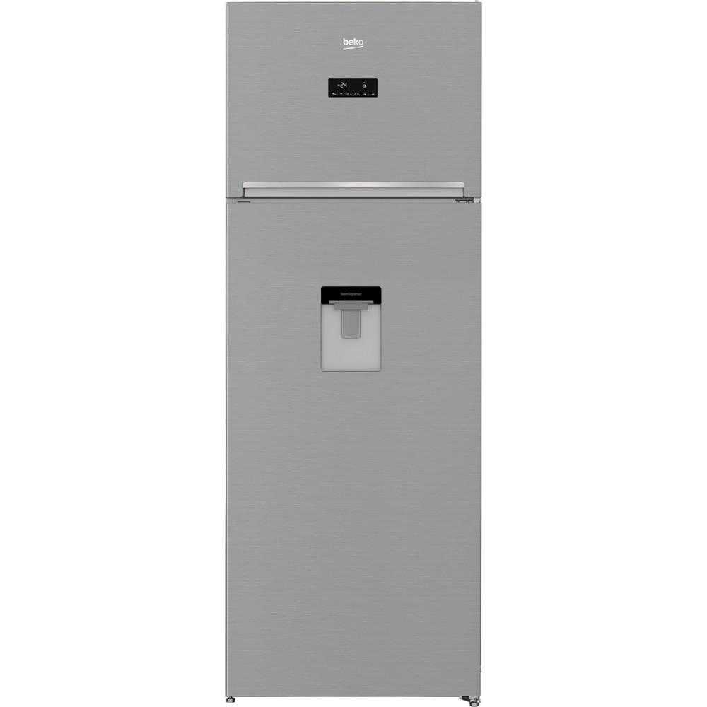  Frigider cu doua usi Beko RDNE535E30DZXBN, 475 l, EverFresh+, NoFrost, Dozator de apa, Usa reversibila, Clasa F (clasificare energetica veche Clasa A++), H 193 cm, Argintiu 