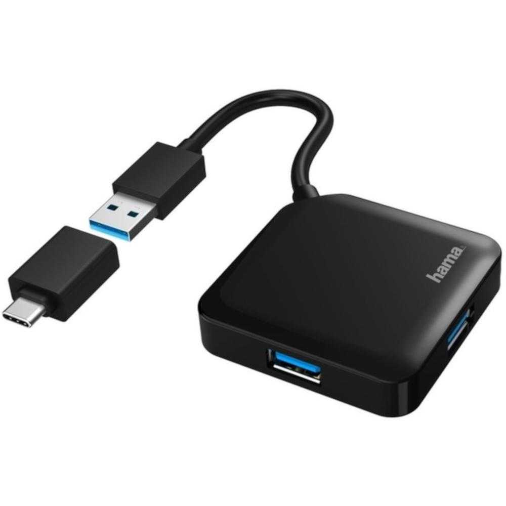 Hub USB Hama 200116, 2 porturi, USB 3.0, Negru